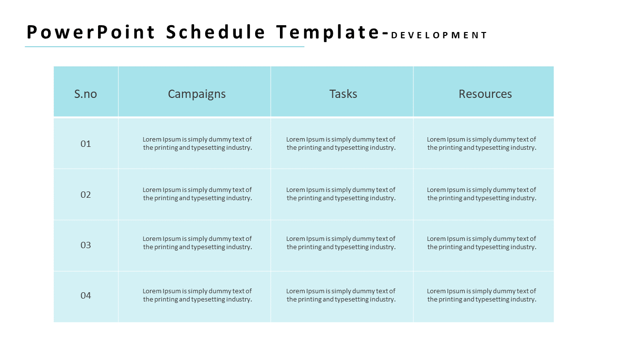 presentation schedule template